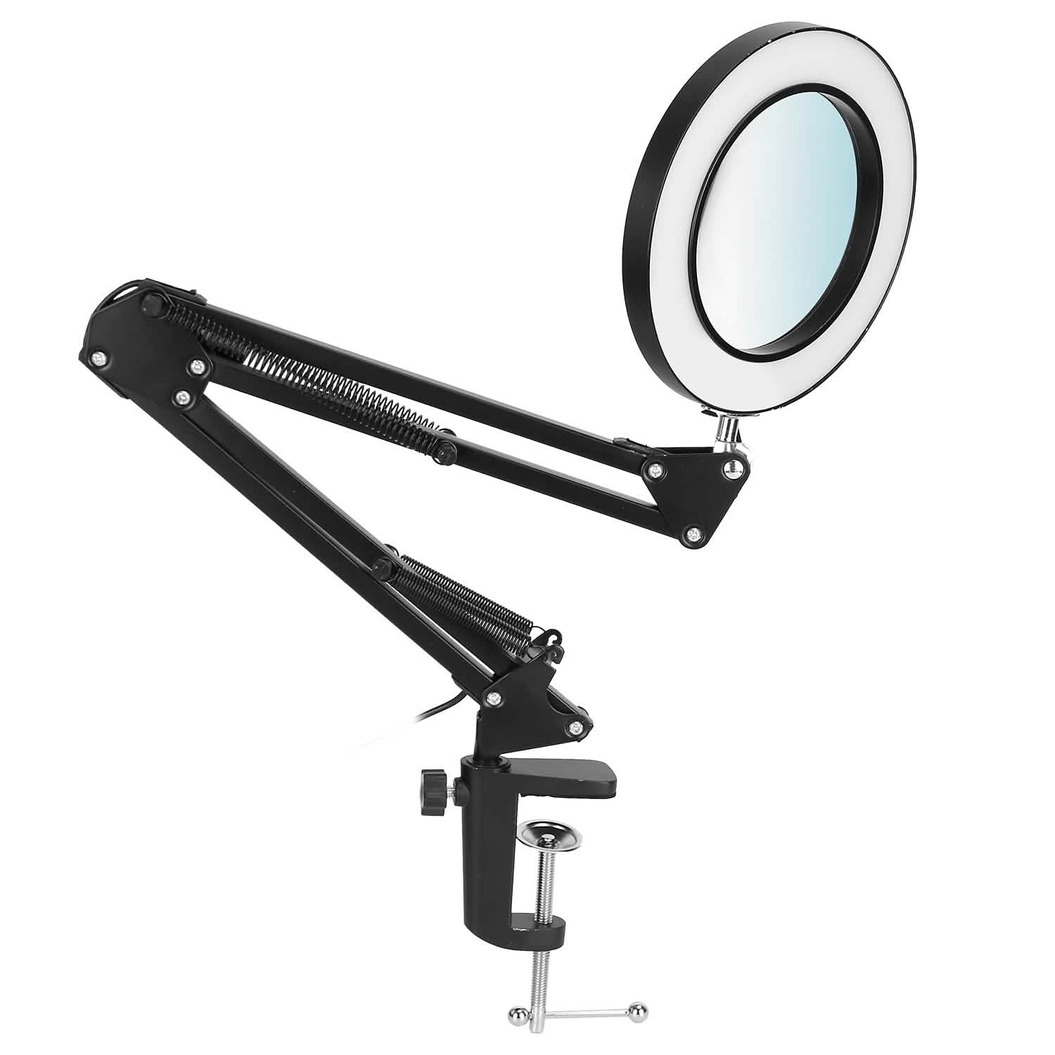 2-in-1 LED Magnifier Desk Lamp with 8x Magnifying Glass