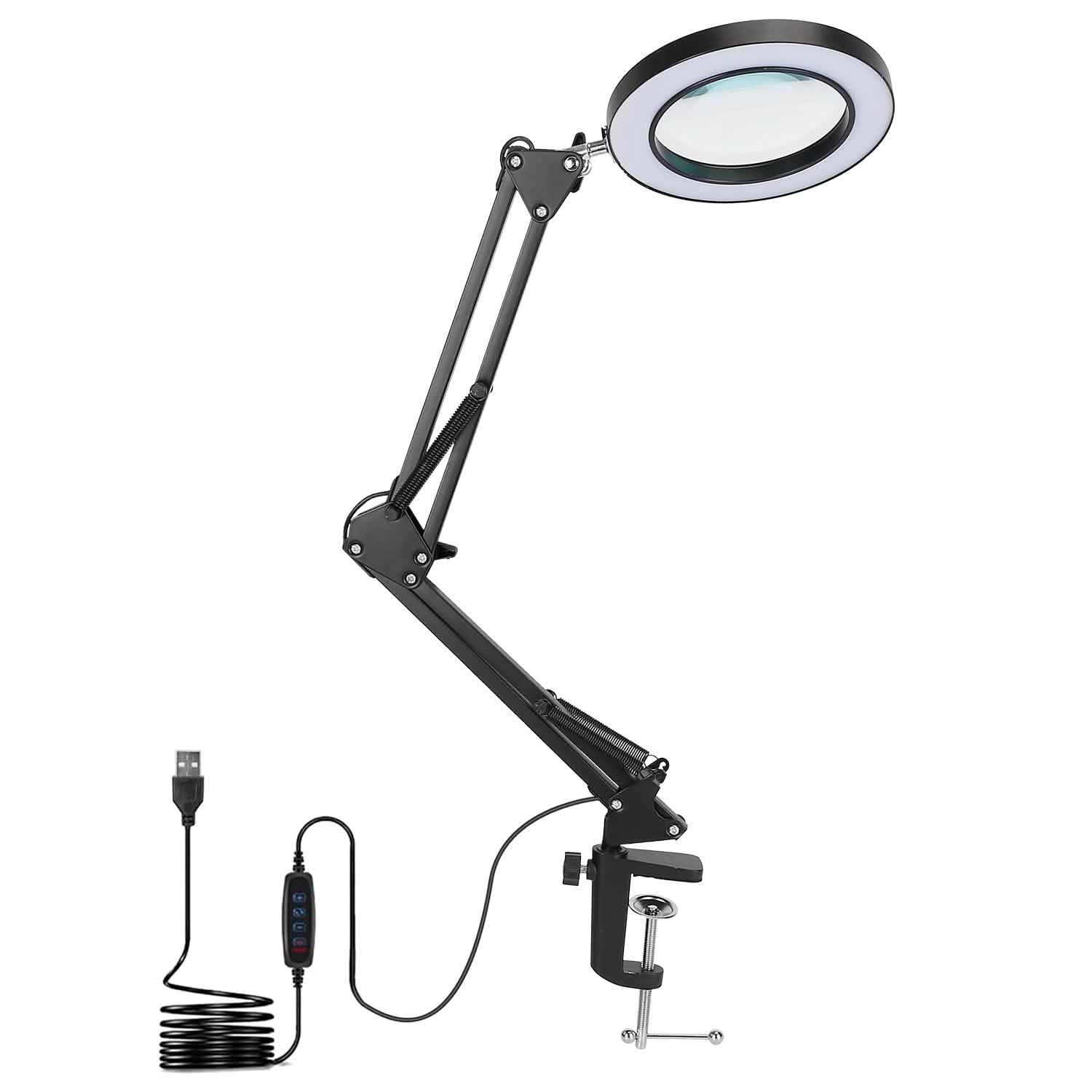 2-in-1 LED Magnifier Desk Lamp with 8x Magnifying Glass